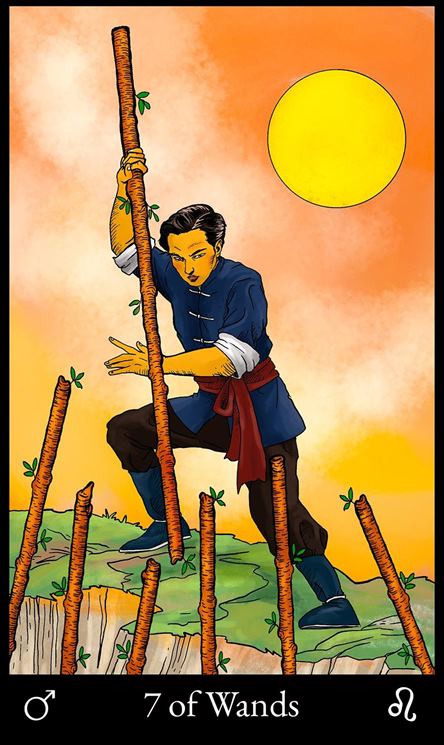 7 of Wands Meanings & Reversed Tarot Card Readings