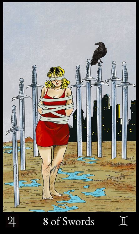 8 of Swords Meanings & Reversed Tarot Card Readings