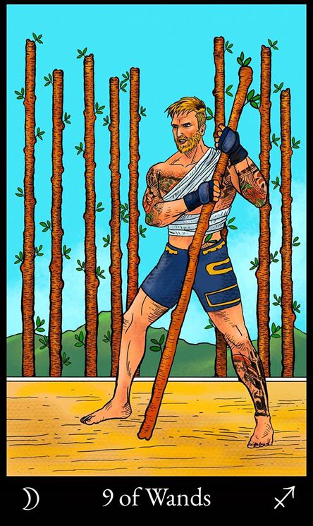 Card Meaning of Nine of Wands @ Lotus Tarot